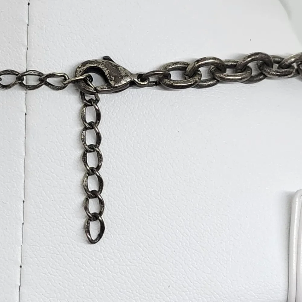 Rustic Silver Tone Abalone Shell‎ Necklace